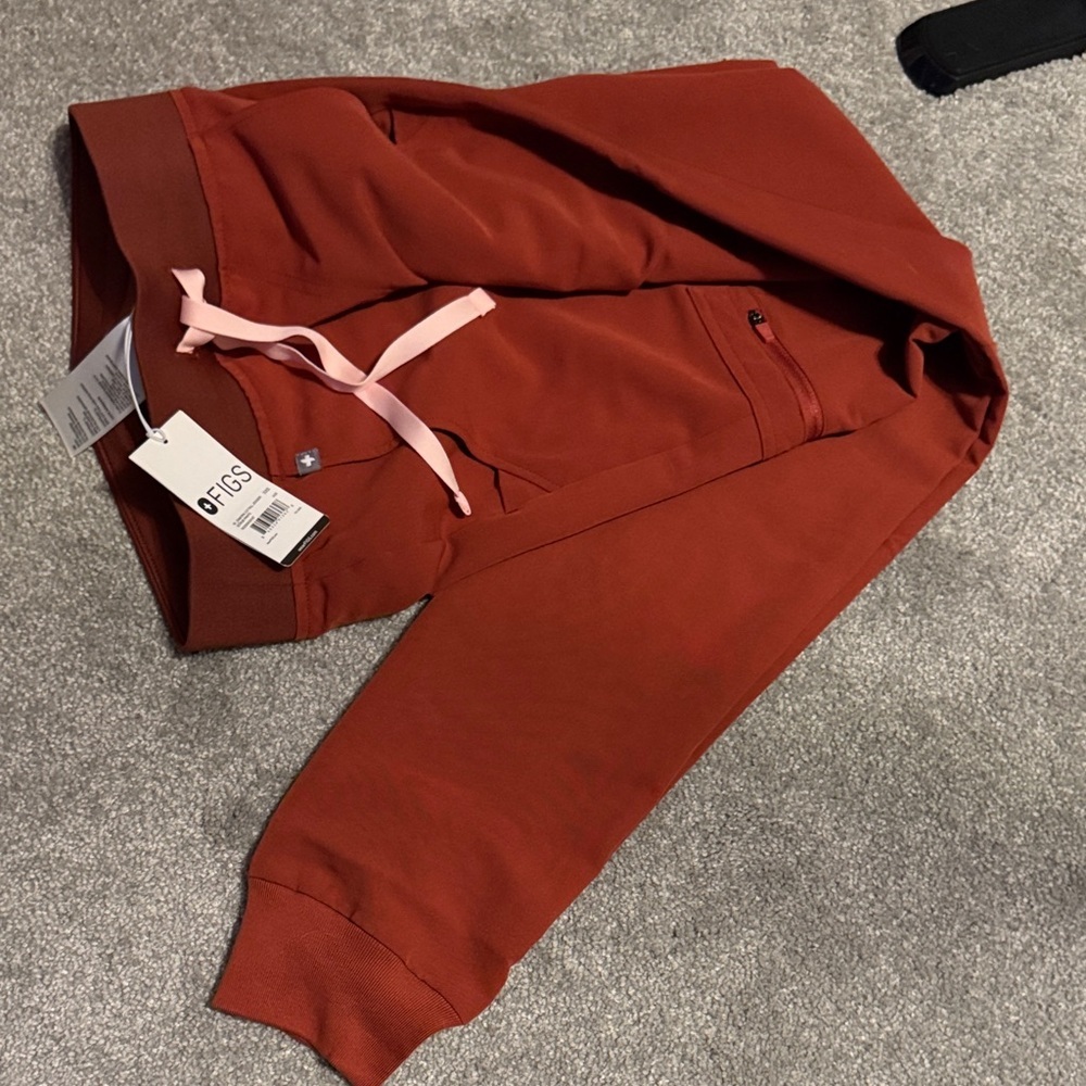 Figs Burnt Orange Jogger Pants with Pink Accents. Tall